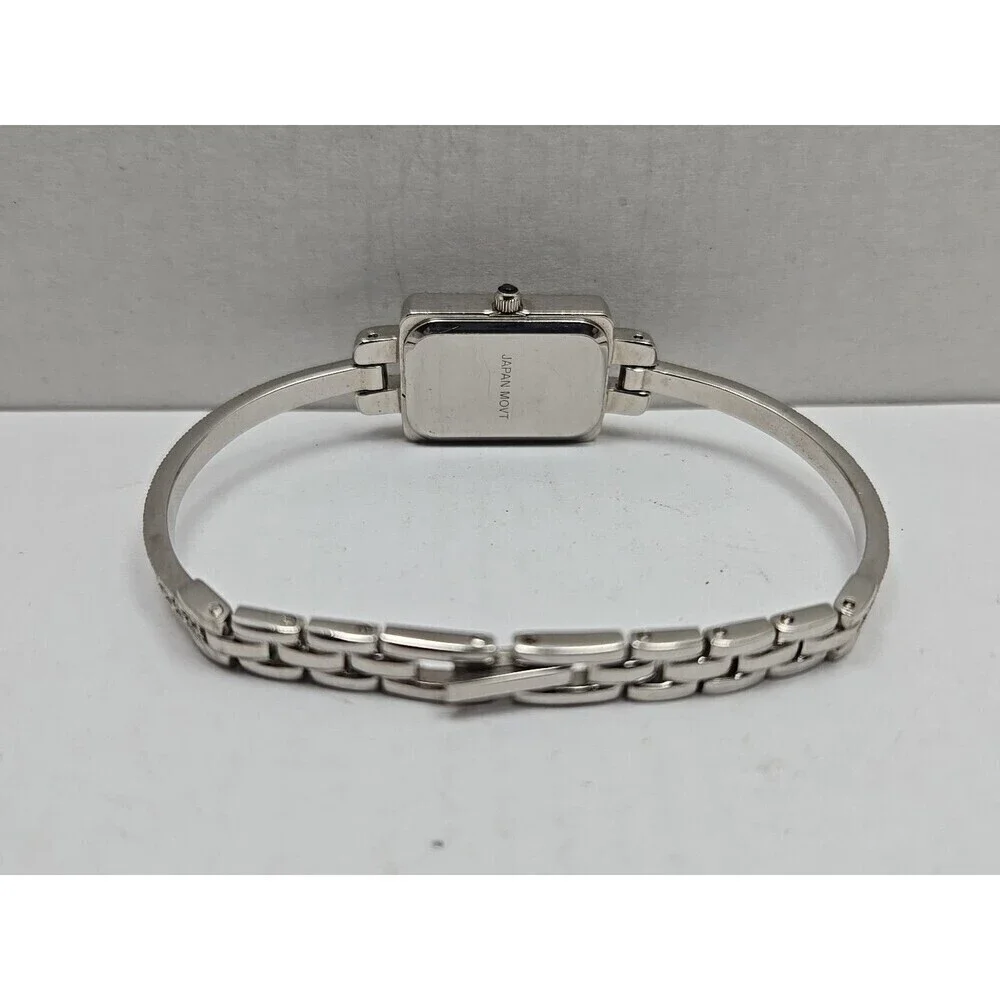 Pedre Marcasite Tank Bracelet Watch Quartz New Battery Silver Tone Vintage MOP